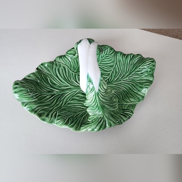 VNTG Majolica Late 20th Century Bordallo Pinheiro Cabbageware Serving Platter. - Picture 7 of 10